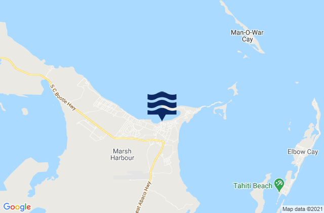 Mappa delle Getijden in Marsh Harbour, Bahamas