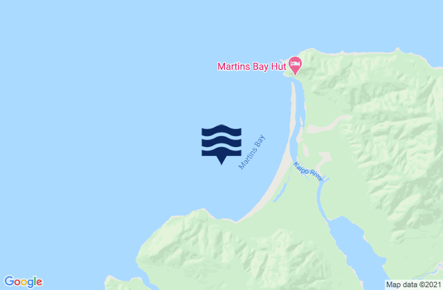 Mappa delle Getijden in Martins Bay, New Zealand
