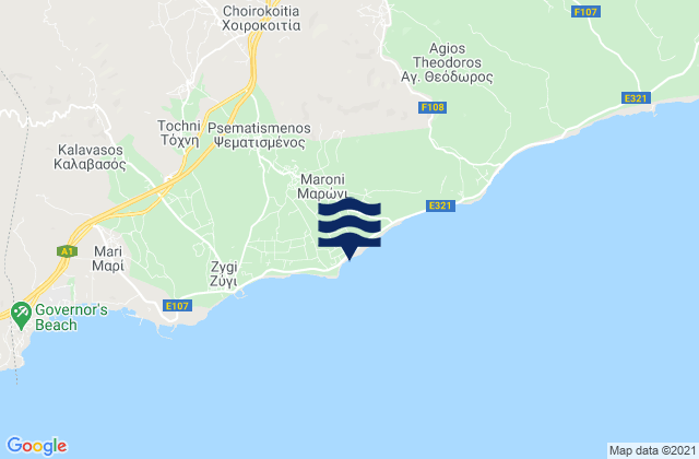 Mappa delle Getijden in Maróni, Cyprus