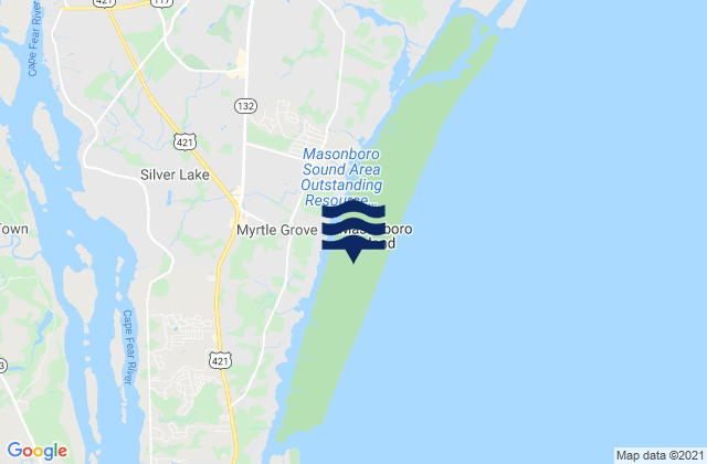 Mappa delle Getijden in Masonboro Island, United States