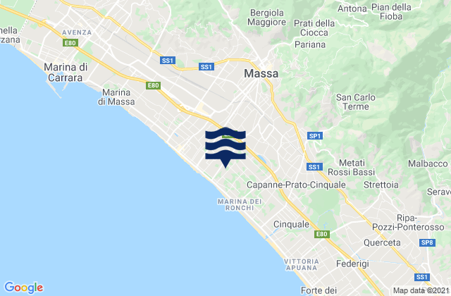 Mappa delle Getijden in Massa, Italy