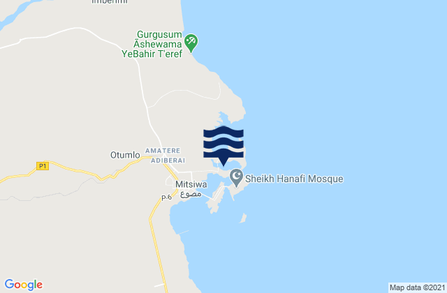 Mappa delle Getijden in Massaua, Eritrea