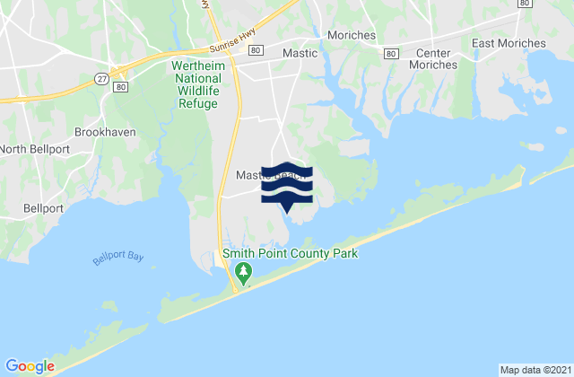 Mappa delle Getijden in Mastic Beach, United States