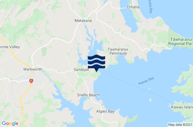 Mappa delle Getijden in Matakana River - Sandspit, New Zealand