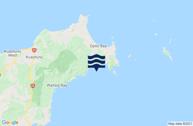 Mappa delle Getijden in Matapaua Bay, New Zealand