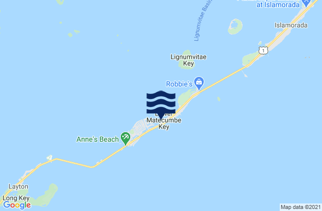 Mappa delle Getijden in Matecumbe Bight (Lower Matecumbe Key Florida Bay), United States