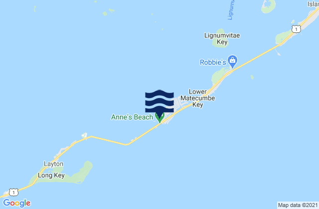 Mappa delle Getijden in Matecumbe Harbor (Lower Matecumbe Key Florida Bay), United States