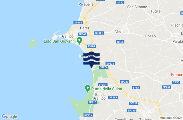 Mappa delle Getijden in Matino, Italy