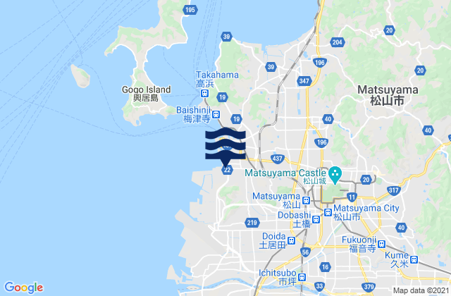 Mappa delle Getijden in Matsuyama-shi, Japan