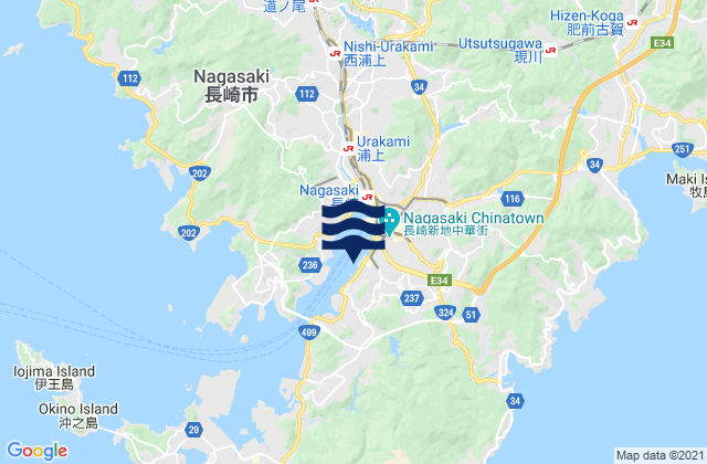 Mappa delle Getijden in Matugae, Japan