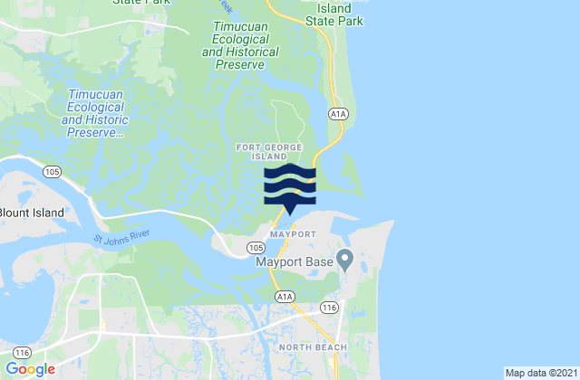 Mappa delle Getijden in Mayport (bar Pilot Dock), United States