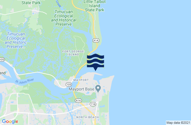 Mappa delle Getijden in Mayport Naval Sta. (St Johns River), United States