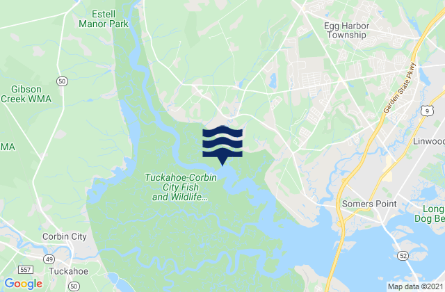 Mappa delle Getijden in Mays Landing (Great Egg Harbor River), United States