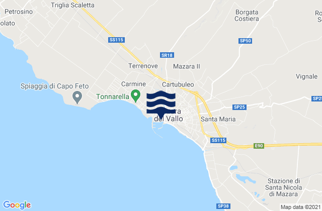 Mappa delle Getijden in Mazara del Vallo, Italy