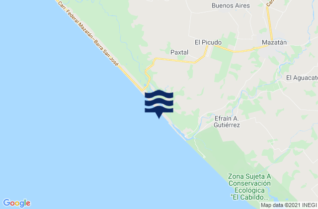 Mappa delle Getijden in Mazatán, Mexico