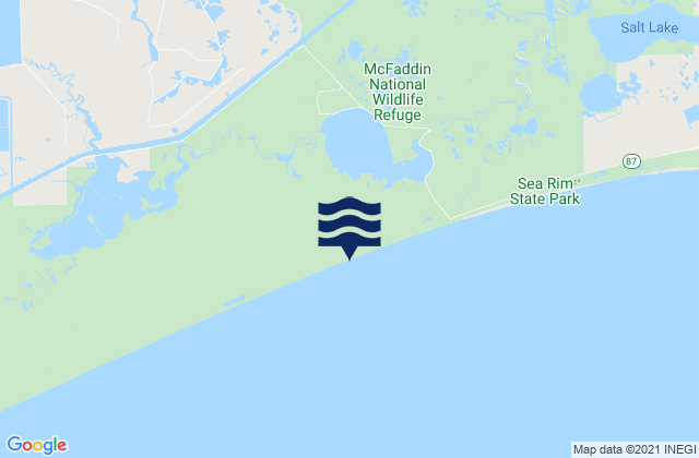 Mappa delle Getijden in McFaddin Beach, United States