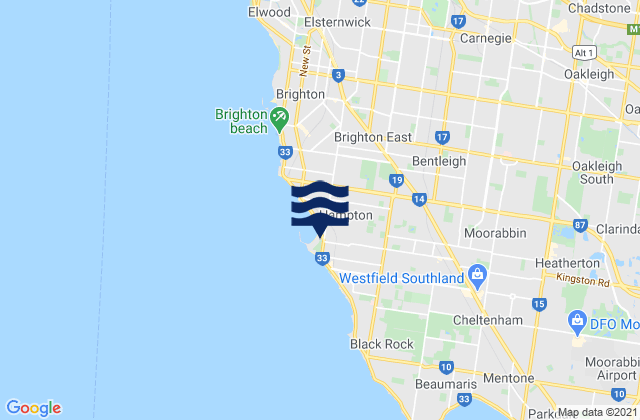 Mappa delle Getijden in McKinnon, Australia