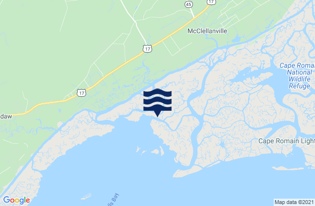 Mappa delle Getijden in Mcclellanville (Jeremy Creek), United States