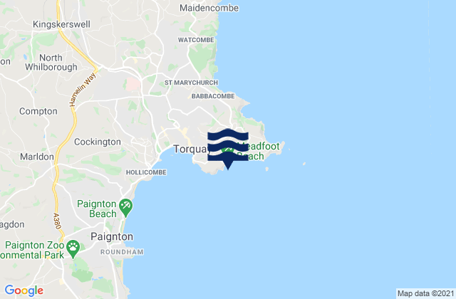 Mappa delle Getijden in Meadfoot Beach, United Kingdom