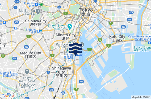 Mappa delle Getijden in Meguro-ku, Japan