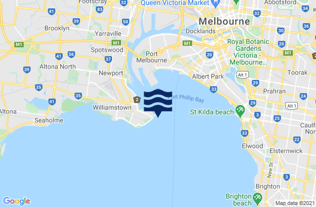 Mappa delle Getijden in Melbourne (Williamstown), Australia