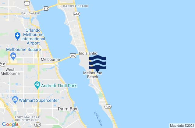 Mappa delle Getijden in Melbourne Beach, United States