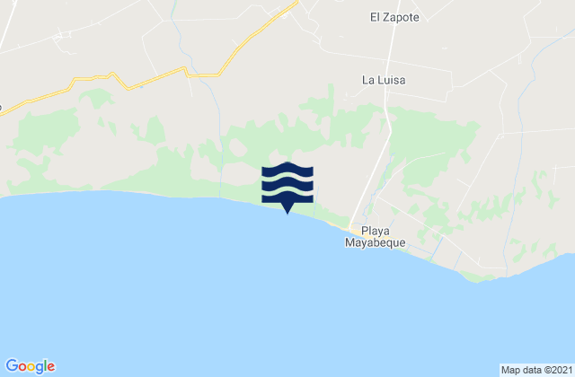 Mappa delle Getijden in Melena del Sur, Cuba