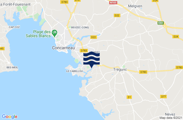 Mappa delle Getijden in Melgven, France