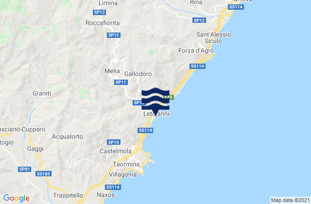 Mappa delle Getijden in Melia, Italy