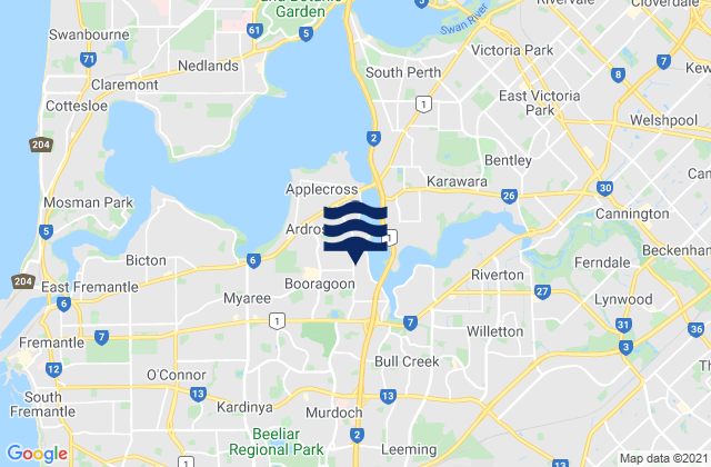 Mappa delle Getijden in Melville, Australia