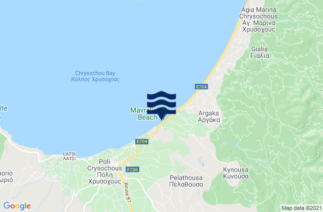 Mappa delle Getijden in Meládeia, Cyprus