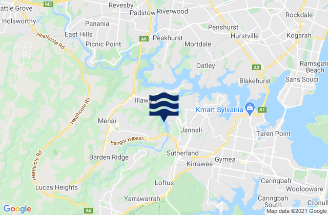 Mappa delle Getijden in Menai, Australia