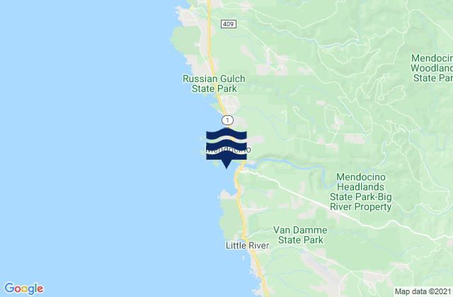 Mappa delle Getijden in Mendocino (Mendocino Bay), United States