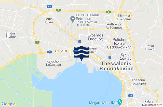 Mappa delle Getijden in Meneméni, Greece