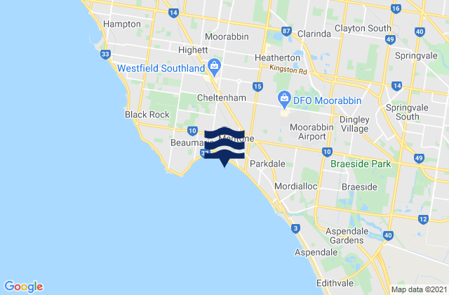 Mappa delle Getijden in Mentone, Australia
