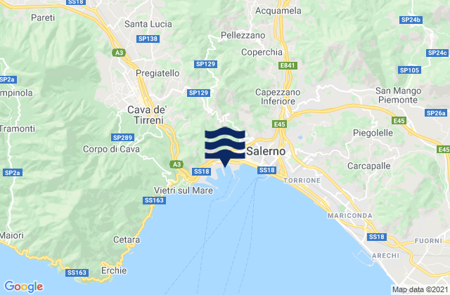 Mappa delle Getijden in Mercato San Severino, Italy