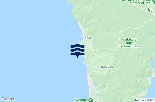 Mappa delle Getijden in Mercer Bay, New Zealand