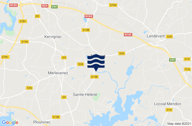 Mappa delle Getijden in Merlevenez, France