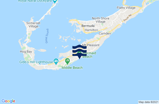 Mappa delle Getijden in Mermaid Beach, Bermuda