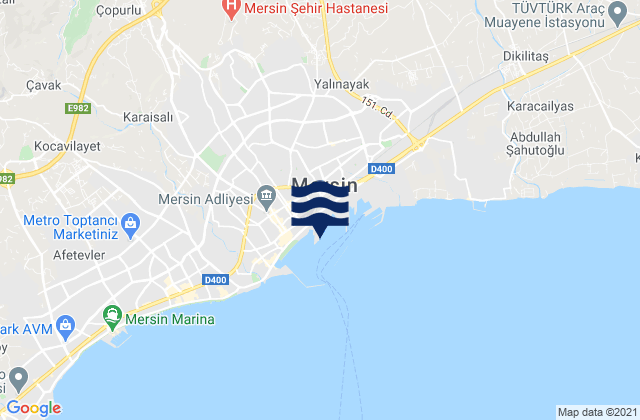 Mappa delle Getijden in Mersin, Turkey