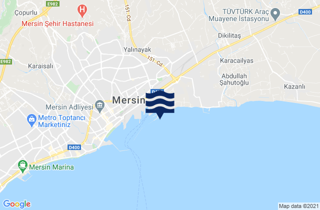 Mappa delle Getijden in Mersin, Turkey