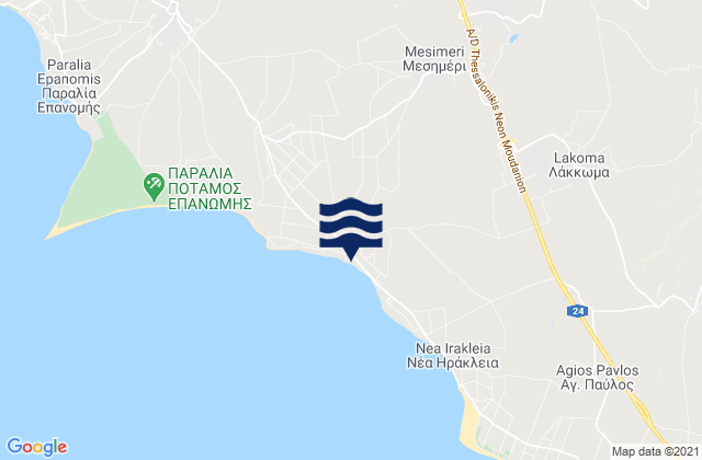 Mappa delle Getijden in Mesiméri, Greece