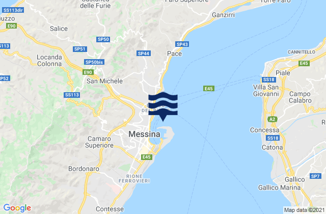 Mappa delle Getijden in Messina Sicily, Italy
