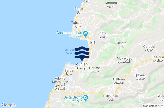 Mappa delle Getijden in Metn District, Lebanon