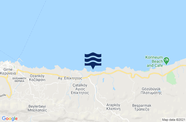 Mappa delle Getijden in Mia Miliá, Cyprus