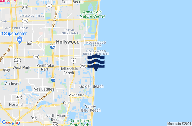 Mappa delle Getijden in Miami Gardens, United States