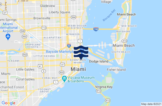 Mappa delle Getijden in Miami, United States