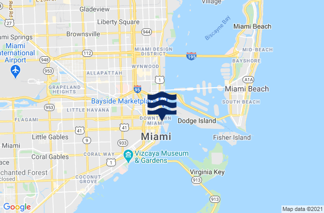 Mappa delle Getijden in Miami River Entrance, United States