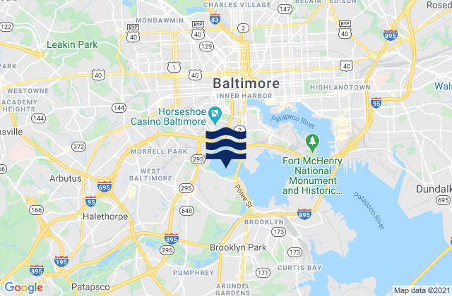 Mappa delle Getijden in Middle Branch, Baltimore Harbor, United States