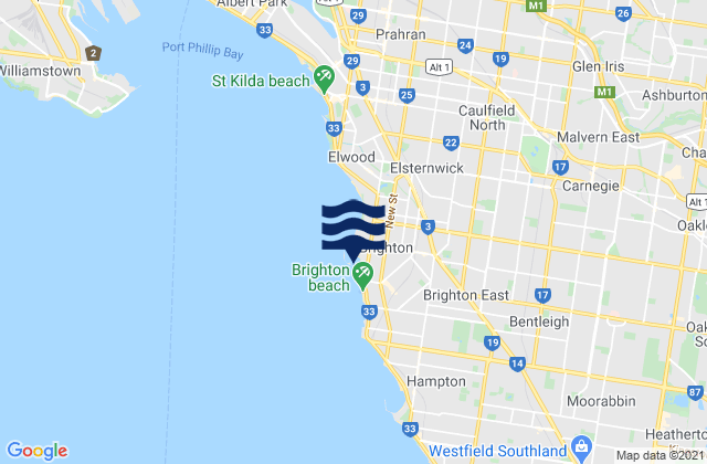 Mappa delle Getijden in Middle Brighton Pier, Australia